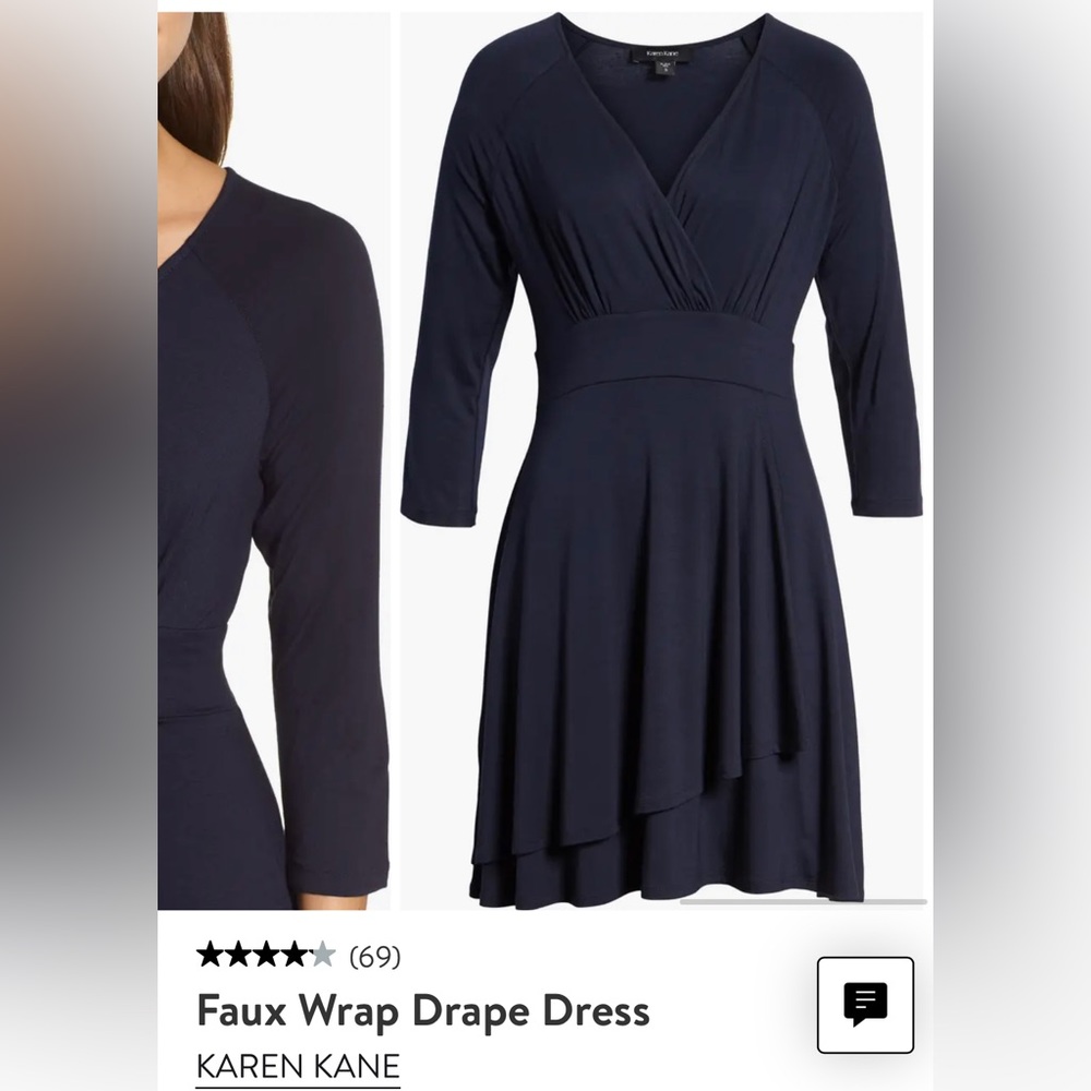 Karen kane navy faux wrap dress size large